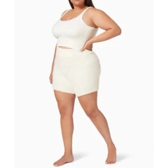 Skims Cozy Knit Shorts Womens Sherpa Pull On Casual Ivory White 2X/3X NWT - Picture 9 of 12